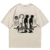 T-shirt da uomo Oversize Stampa Grafica Ombra Y2k Streetwear Top Manica Corta Tee Hip Hop Harajuku Estetica Vintage Abbigliamento
