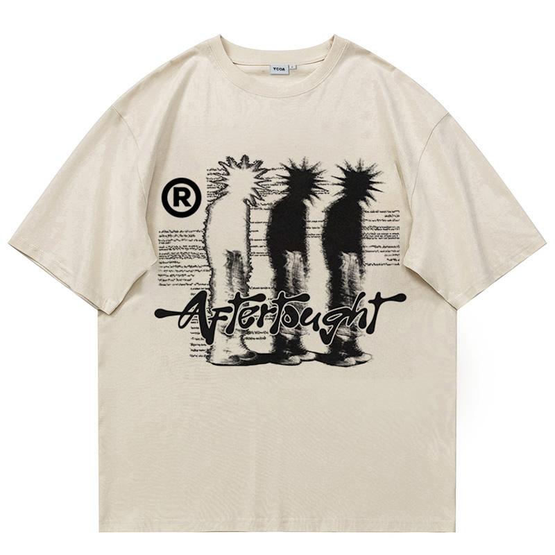 T-shirt da uomo Oversize Stampa Grafica Ombra Y2k Streetwear Top Manica Corta Tee Hip Hop Harajuku Estetica Vintage Abbigliamento