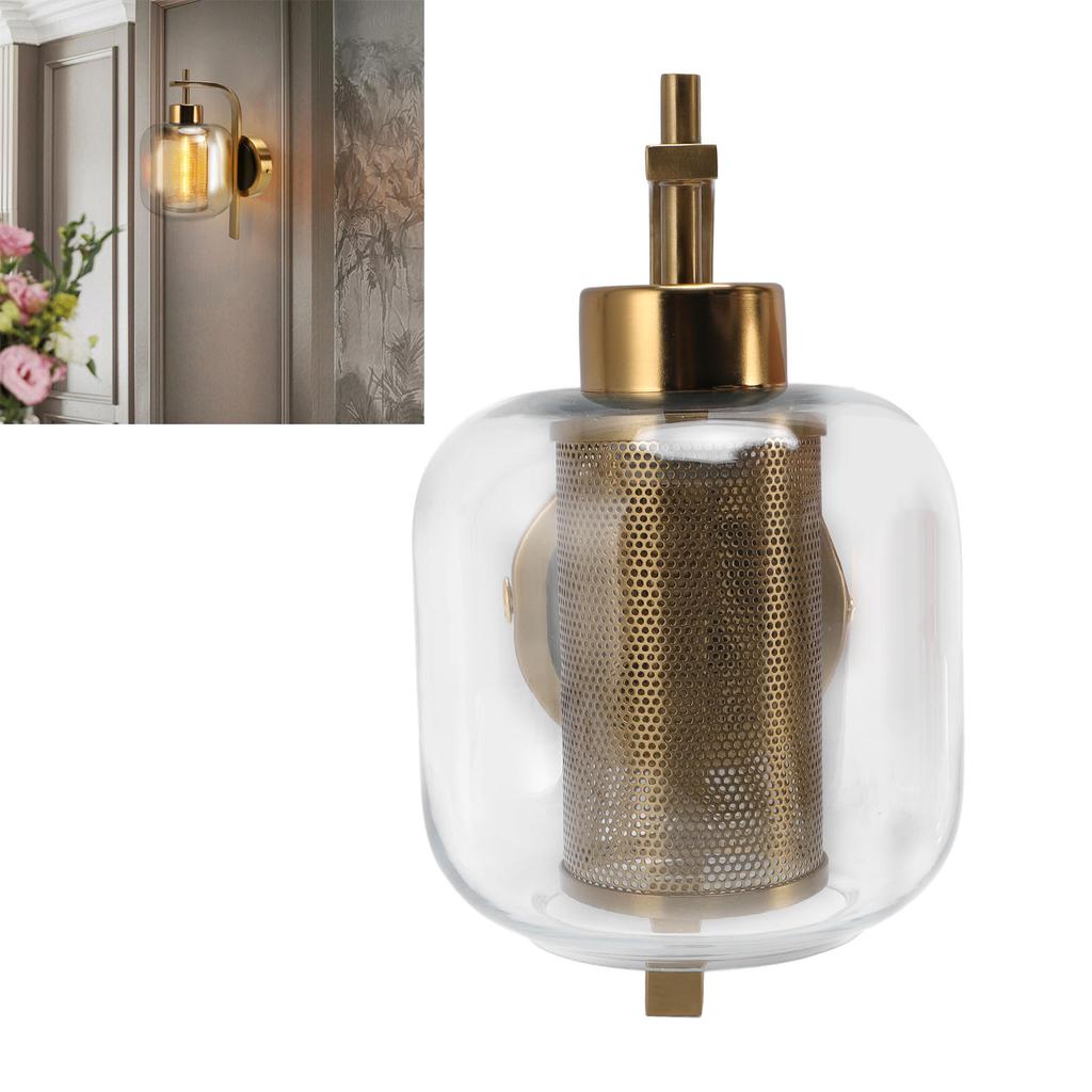 Vintage Wall Sconce Light with Glass Lamp Shade Industrial Indoor Lamp Fixture for Hallway Bedroom