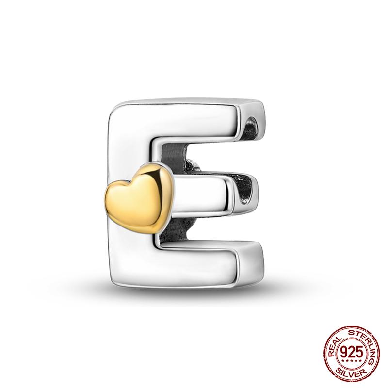 New Copper Classic Golden Heart 26 Alphabet Letters Charms Beads Fit Qikaola Bracelets Lucky Birthday Diy Jewelry