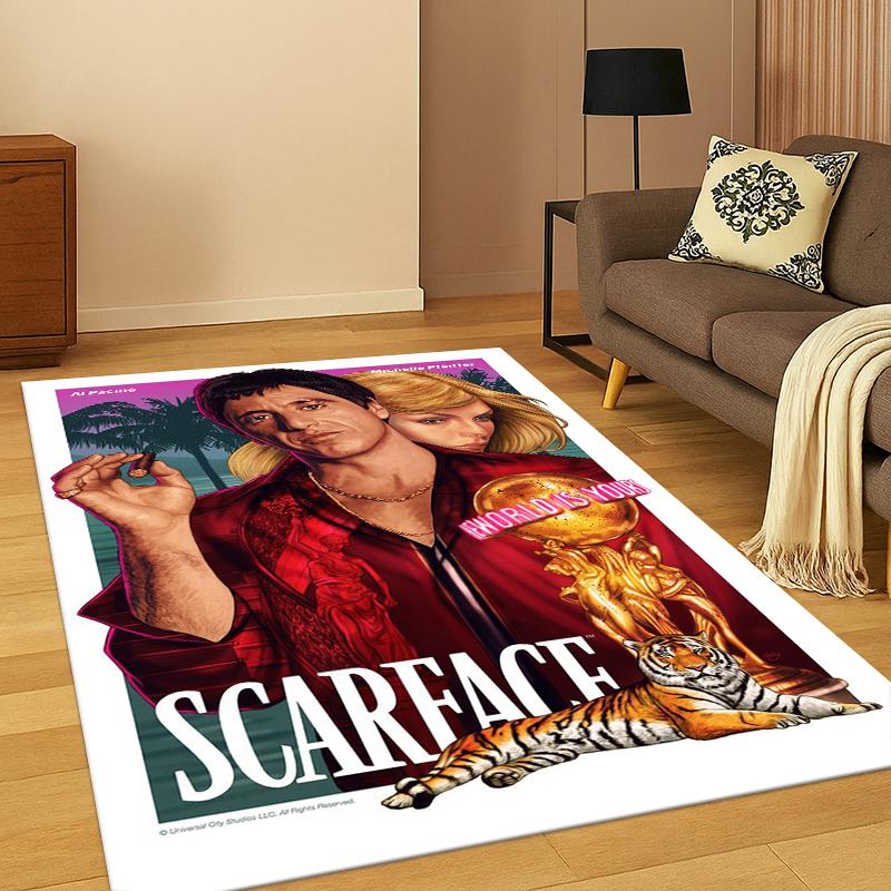 3D Scarface Classic Movie Tony Carpet Rug for Bedroom Living Room Sofa Playroom Doormat Home Decor,Kid Game Area Rug Non-slip