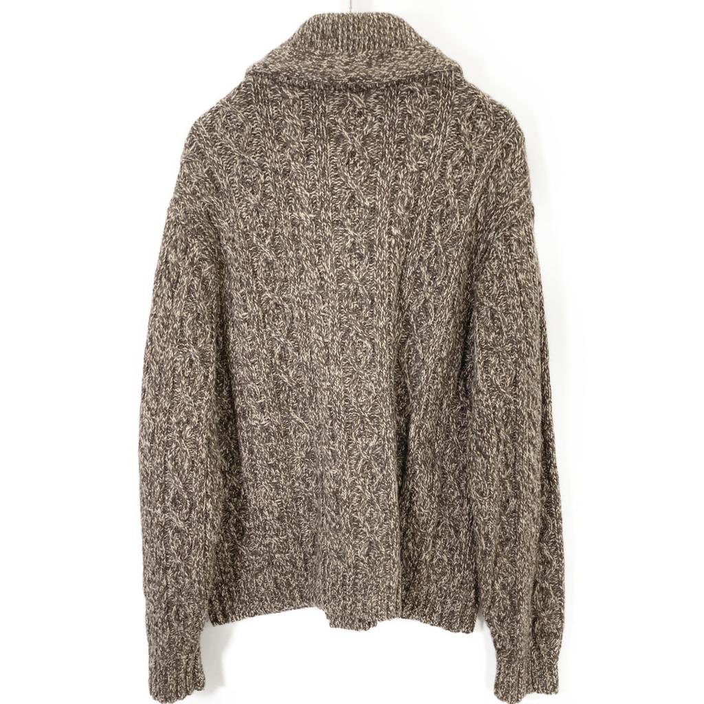 RRL Brown wool x cotton x linen shawl collar cable knit cardigan Jacket XL BrownUsed