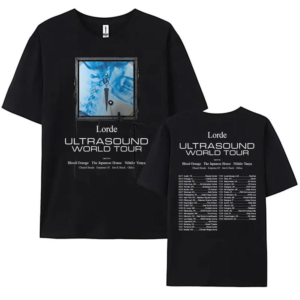 Lorde Ultrasound World Tour 2025 Tshirt Summer Short Sleeve Cotton Tshirts Casual Fashion Oneck Female T Shirt Graphic Clothes