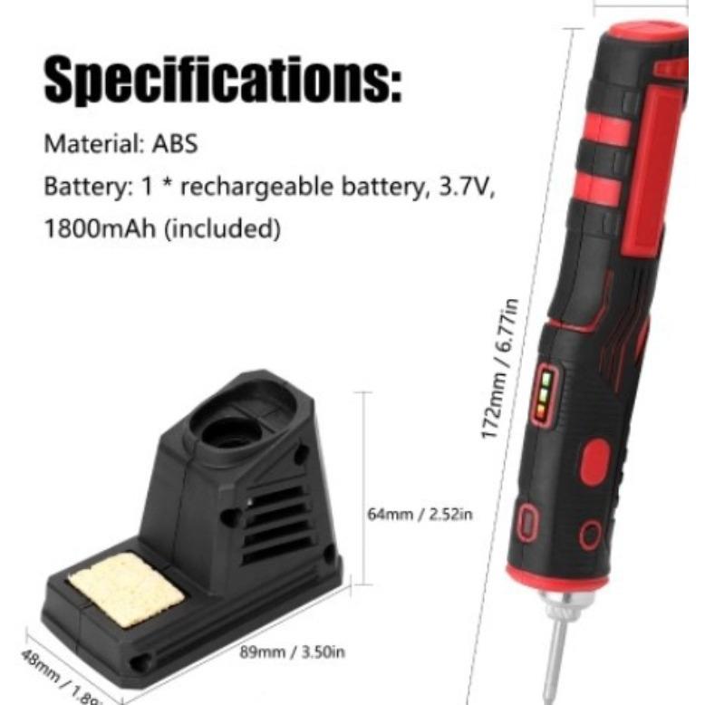 Rechargeable Cordless USB Soldering Iron Kit with Lithium Battery