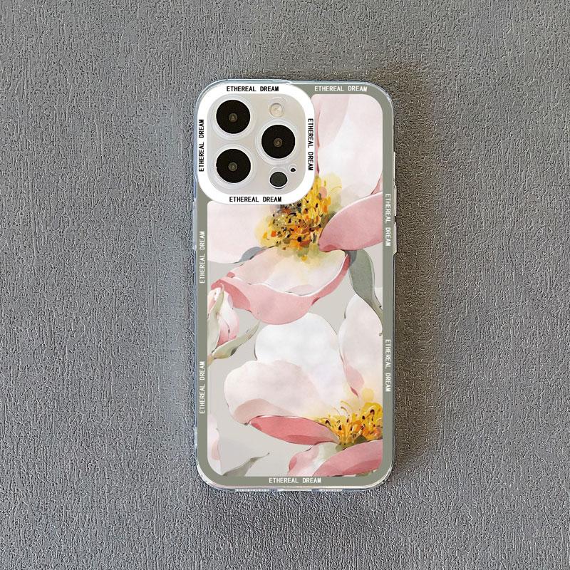 Vintage Flower Clear Phone Case For iPhone 12 11 13 Pro Max 15 14 Pro Max 7 8 14 15 Plus SE2 X XR XS Butterfly Plant Back Covers