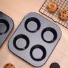 2 Stück Leicht zu reinigen 4/6 Tassen Pfannkuchenform aus Karbonstahl Antihaft-Muffin-Backform Runde Verdickte Kuchenform Dessertzubereitung