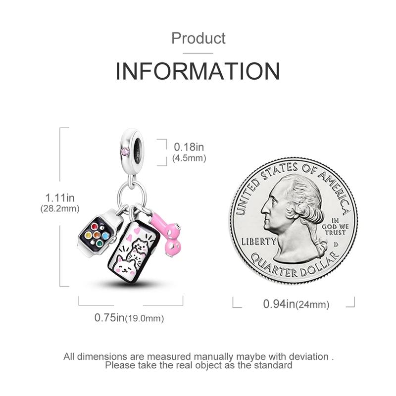 Charms Coppercreative Watch Headphones Cat Beads Fit Charms Plataoriginal Bracelet Beads Women Jewellery Making Diy