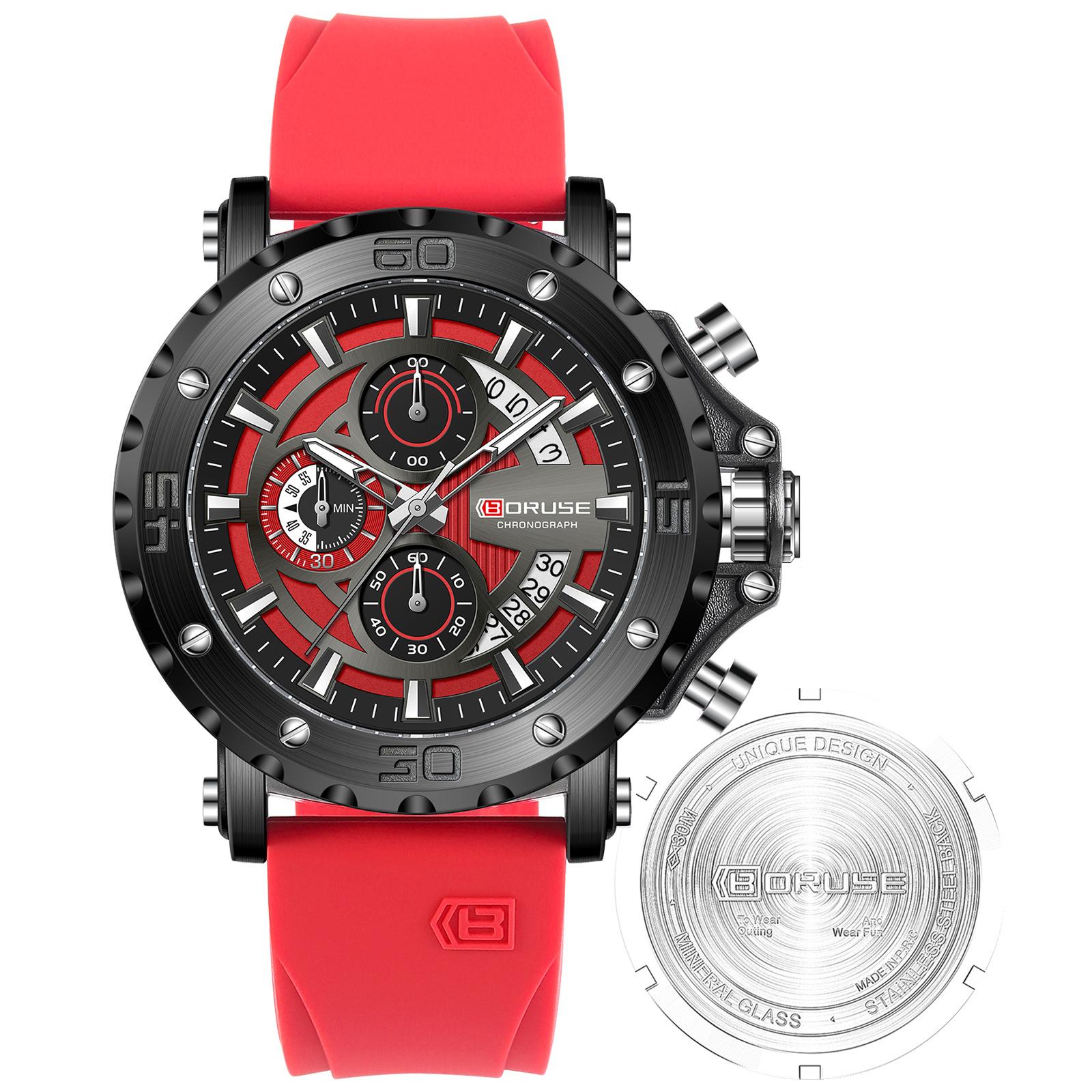 

Boruse Men S Watch Sports Waterproof Luminous Silicone Calendar Quartz Watch Multifunctional Watch