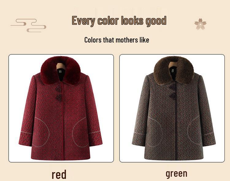 Elderly Women's Stylish Mink Velvet Thickened Winter Coat