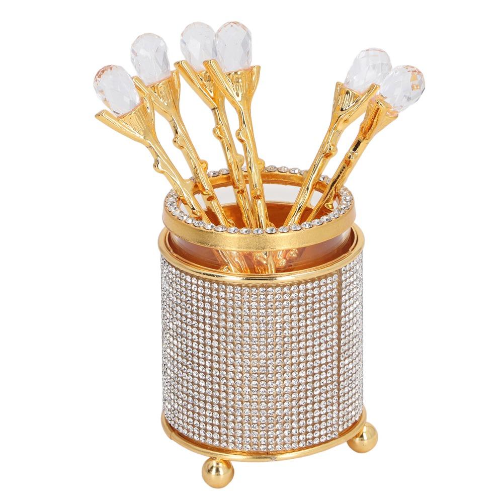 7pcs Zinc Alloy Dessert Spoon Set Gold Mini Tea Spoon Set Espresso Spoon Set Café Use