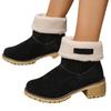 Autumn and Winter New Round-headed Martin Boots Women's Sleeves Wear Two Fleece Warm Snow Boots Short Thick Heel High Heel Short Boots