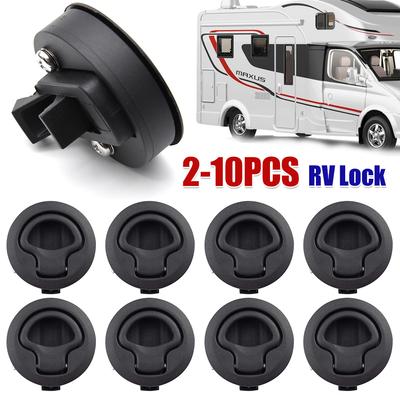 2-10PCS Round Flush Pull Slam Latch Mount Lift Pull Handle For RV Yacht Marine Boat Deck Hatches Cabinet Door Locker Accessories