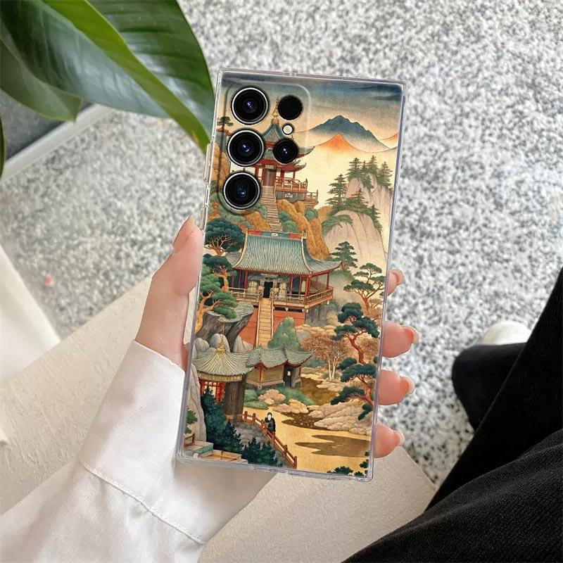 Big Wave Dragon God Sea S25FE Clear Case For Samsung Galaxy S26 S25 S24 S23 Ultra S20 S21 FE S22 Plus S26 Ultra Soft Phone Cover