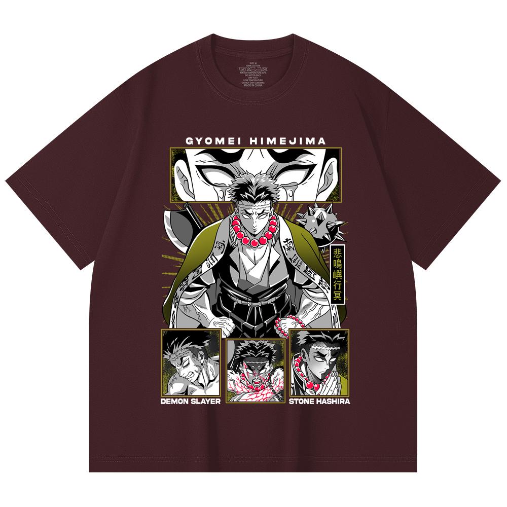 

230 Gsm 100% Cotton Demon Slayer V84 Gyomei Print Unisex Heavy Cotton T Shirt 2XL