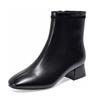 Leather Boots Women's 2025 Autumn and Winter New European and American Style Simple Temperament Straight Boots Low Heel Square Head Fashion Boots