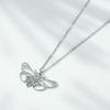 Kinitial Stainless Steel Butterfly Pendant Necklace Women Charm Geometric Butterfly Charm Moth Necklace
