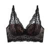 Women Lace Patch Wireless Bra Longline Lift Support Scallop V Neck Everyday Comfort Lingerie