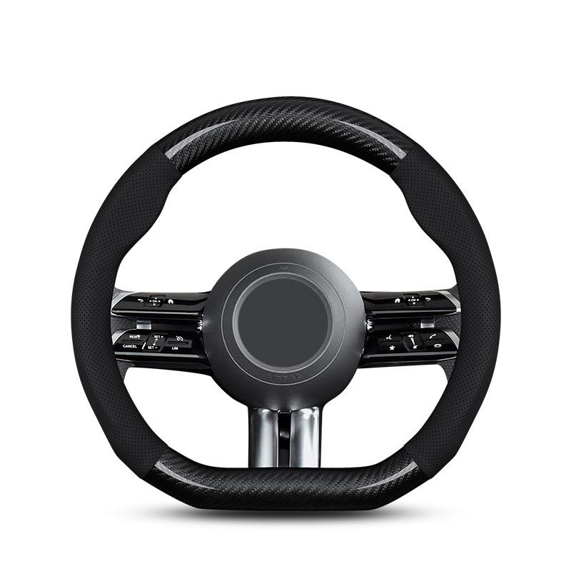 Genuine Leather Steering Wheel Cover for Qoros 3, 3 SUV, and 5 SUV - Four Seasons Universal Fit