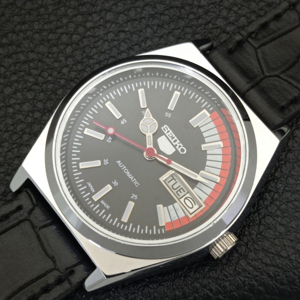 VINTAGE REFURBISHED SEIKO 5 AUTOMATIC 6309A JAPAN MENS BLACK WATCH A440885-9 Sk-a440885-1