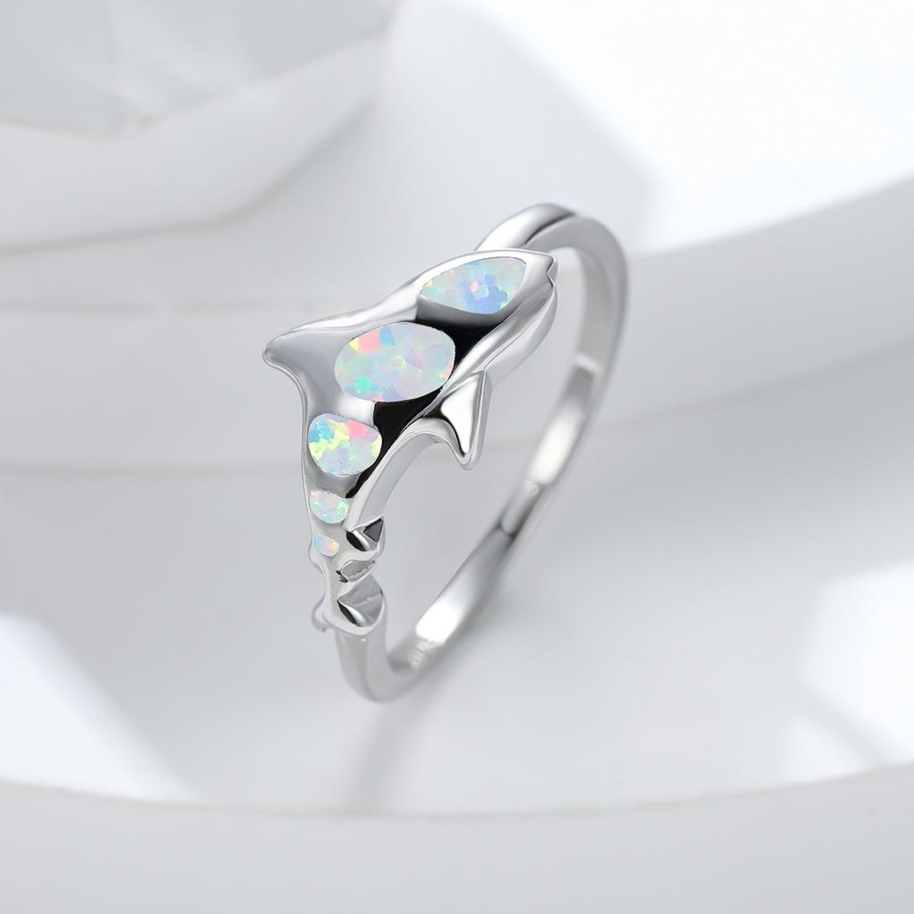 Light Luxury Style Treasure Blue Cross Ring Versatile Ring