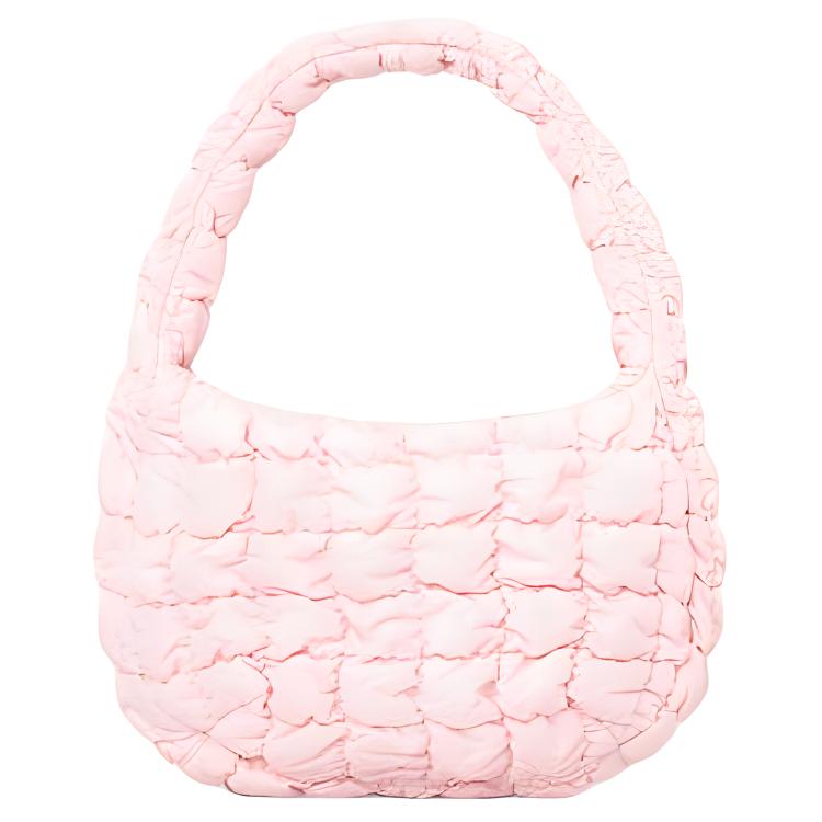 COS Quilted Fashion Versatile Polyester Cloud Bag Tote Mini Women handbags Light-Pink 0973537070 Light Pink,Mini