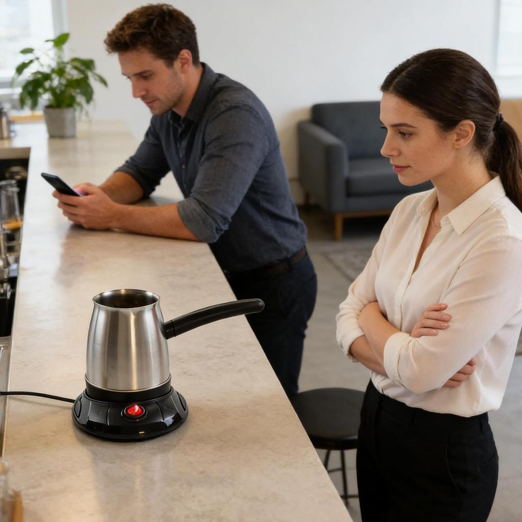 Electric Turkish Coffee Maker 600ml Electric Stainless Steel Turkish Tea Pot Coffee Kettle For Home Apartment Office Kitchen