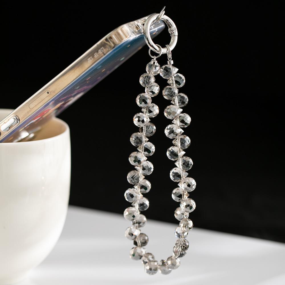 

Transparent Crystal Bead Pendant Detachable Wrist Crystal Chain Simple Bag Pendant for Women Girls сірий