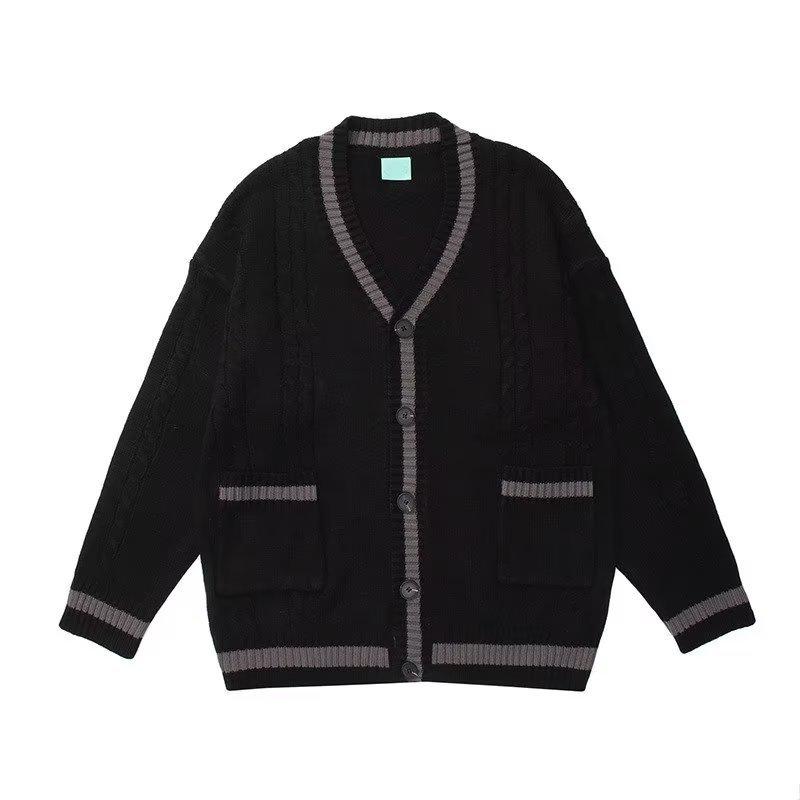 Men's Retro V-Neck Knitted Cardigan Sweater - Autumn 2022 Collection, Versatile Loose Long Sleeve Top