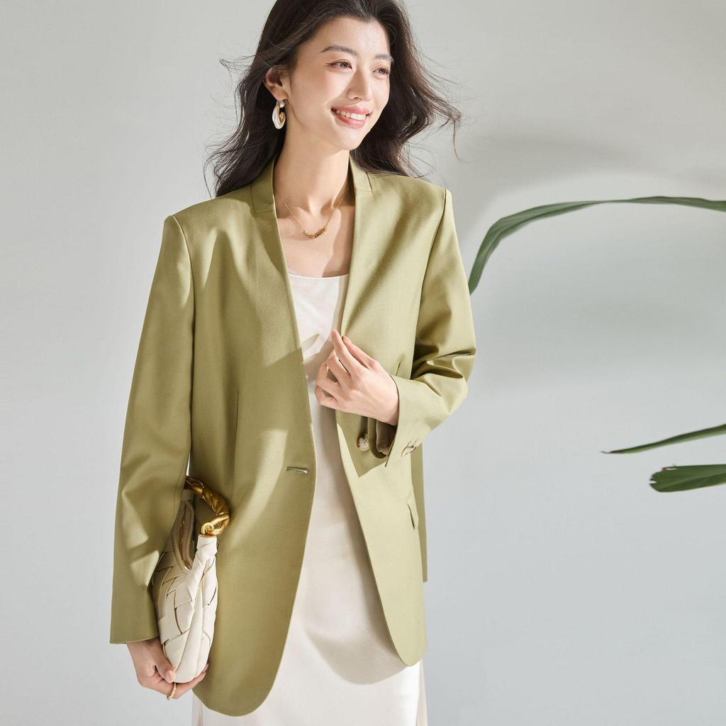 Spring-Summer Minimalist V-Neck Women's Loose Casual Suit Jacket