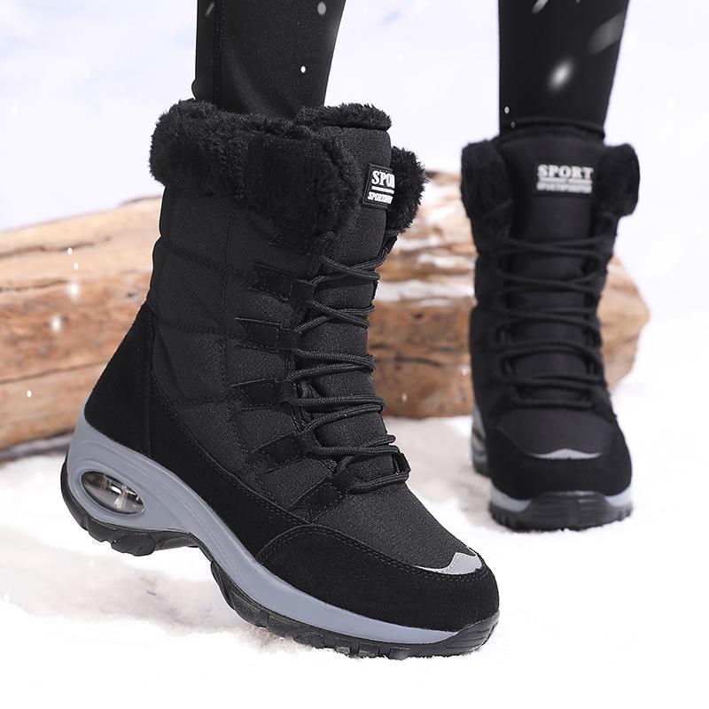 Χειμερινές Γυναικείες Μπότες Χιονιού Άνετη Εφαρμογή Ζεστό Εσωτερικό Πολυτελείς Ψηλές Μπότες Χιονιού Λειτουργικές Slip on Αδιάβροχες Γούνινες Γυναικείες Μπότες