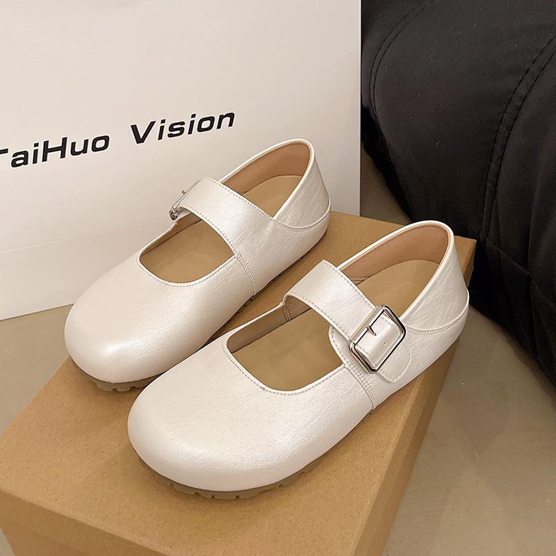 Summer comfortable round head soft sole with skirt French Mary Jane shoes women's versatile 2025 new shallow mouth flat sole single shoe
