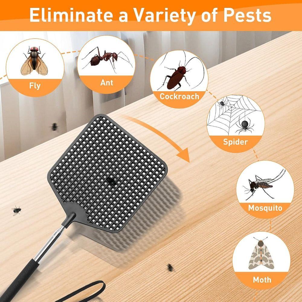 Black Telescopic Fly Swatters Heavy Duty Fly Swatter Flyswatter for Indoor Outdoor Classroom