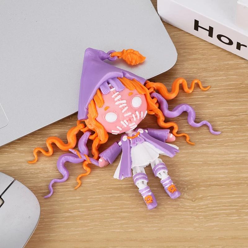 Halloween 3D Printed Toys Cute Cartoon Figure Models Home Tabletop Ornaments Decorative Crafts Children's Gifts Movable Humanoid