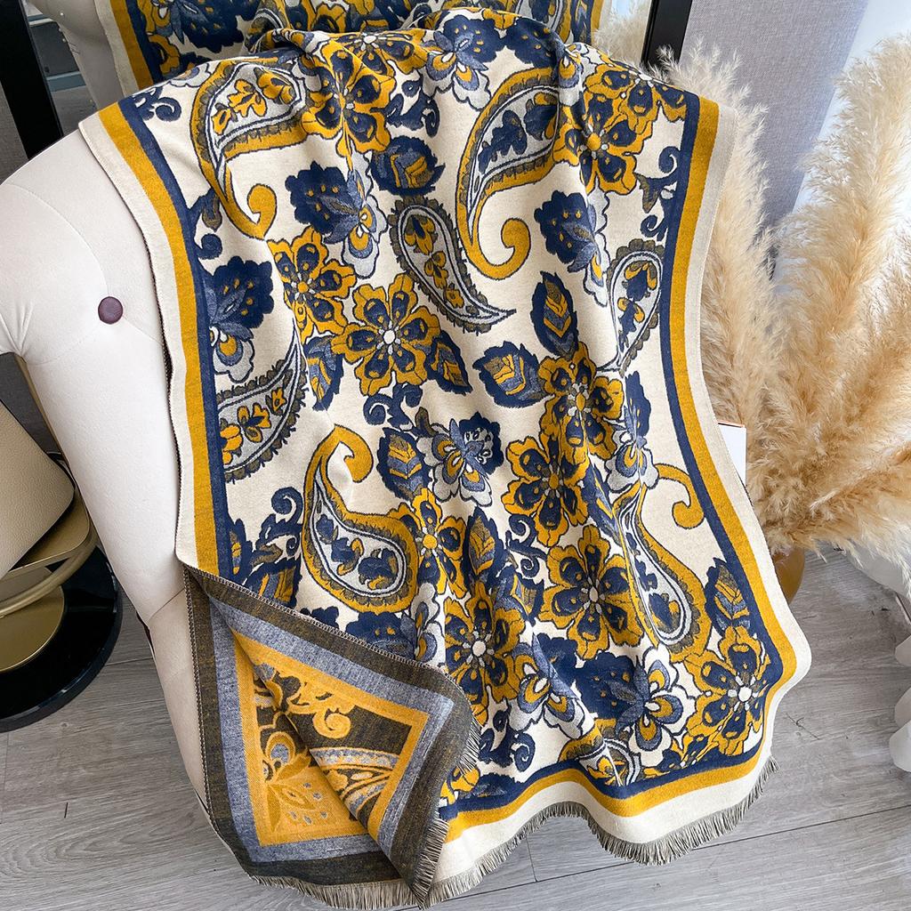 Ethnic style imitation cashmere thick travel shawl Yunnan scarf women's outdoor warm cape sun protection