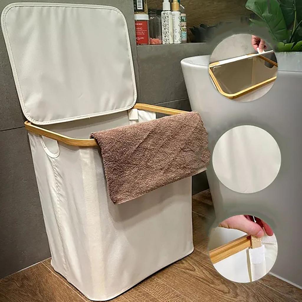 Oxford Fabric Foldable Laundry Hamper with Lid Large Capacity Storage Basket for Clothes and Household Items Durable and Portable
