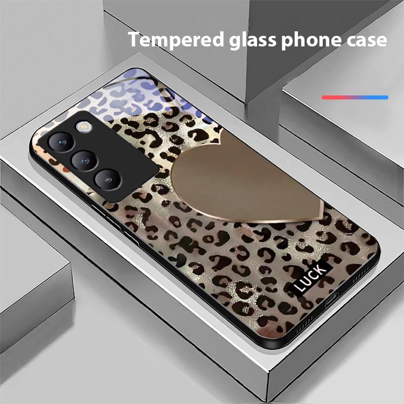 Gesprenkelte Liebe für Y72 33S 11 03 36 96 Lite 35 16 Iqoo 12 V40 SE 5G 29 40 21 30 X80 Pro Vivo Handyhülle aus gehärtetem Glas Schwarz