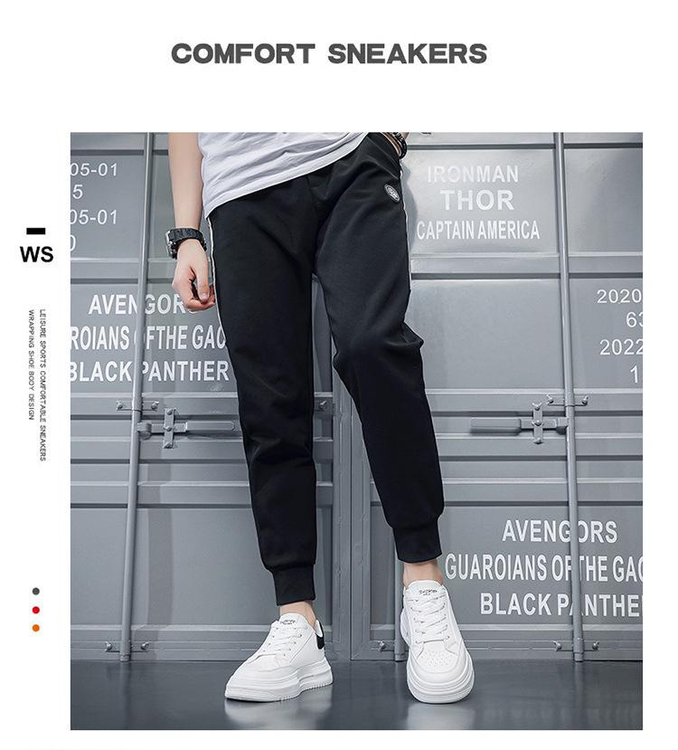 Pánské jarní prodyšné bílé tenisky: Trendy sportovní boty na silné podrážce v korejském stylu