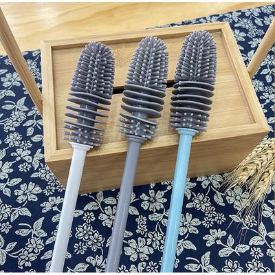 Useful Silicone Food Grade Cleaning Brush Long Handle Scrubber Cleaning Tool Milk Bottle Brush Glass Cleaner Cup Scrubber