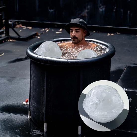 2Pcs Giant Ice Cube Molds 5lb Extra Large Silicone Sphere Ice Molds BPA-Free Ice Cube Molds Reusable Ice Ball Maker for Ice Baths