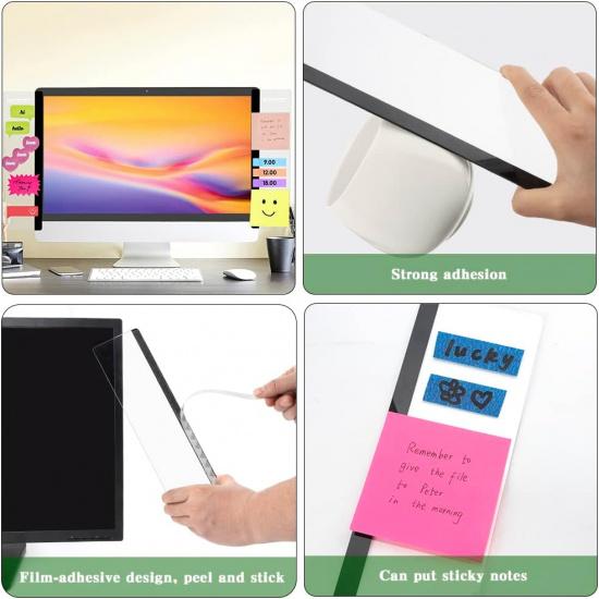 Office Desk Accessories 2pcs Computer Monitor Memo Board Message Board Transparent Acrylic Side Panel Sticky Note Board Left and Right Computer Note