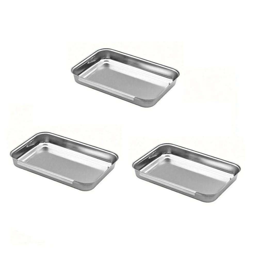 3PCS Rectangular Marinating Meat Pans Stackable Baking Tray  Restaurant 3 Pcs