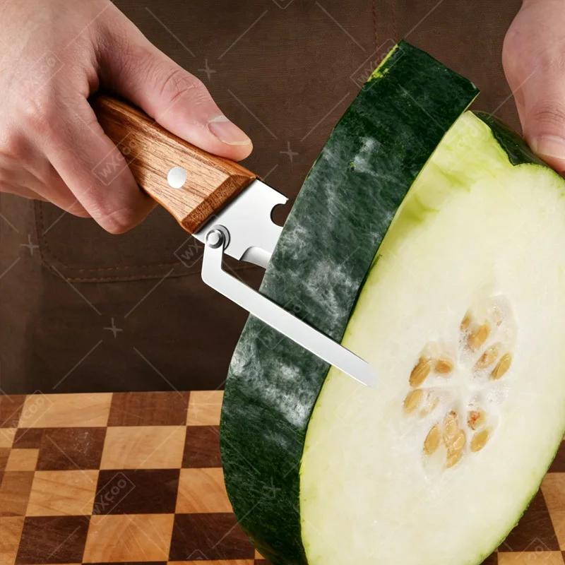 Pelador de Cocina Multifunción de Acero Inoxidable Específico para Cocina para Cortar Frutas y Verduras con Mango de Madera/Acero