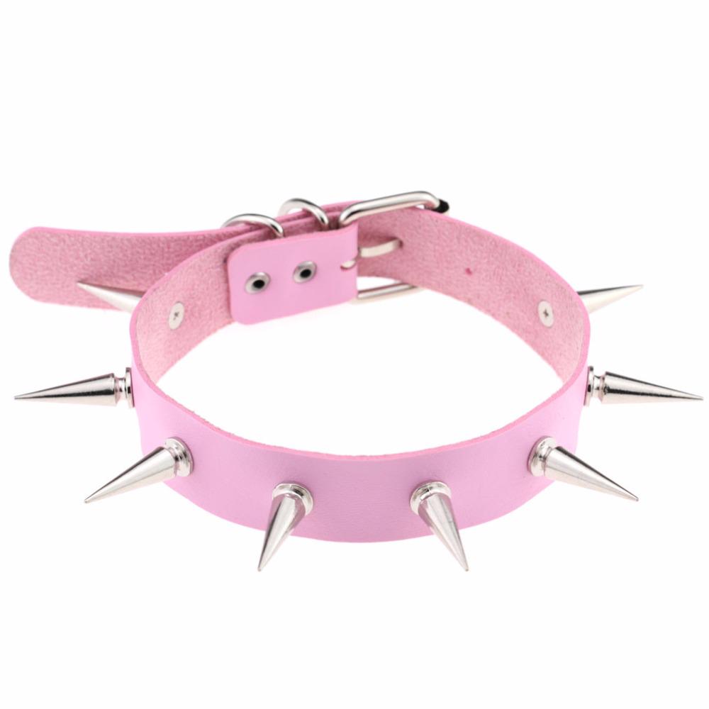Black Spiked Choker Necklace Punk Collar Female Women Men Black Leather Studded Rivets Chocker Jewelry Gothic Accessories