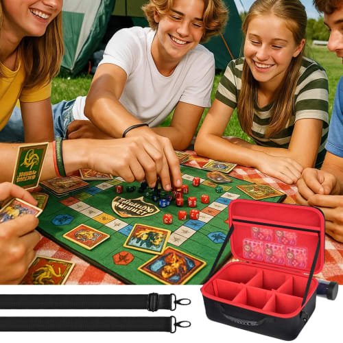 Deck Case, Card Case for Yu-Gi-Oh!, Pokemon, MTG, Duel Masters, and Other Card Games, with Playmat Holder and Shoulder Strap, Black (Case Only)