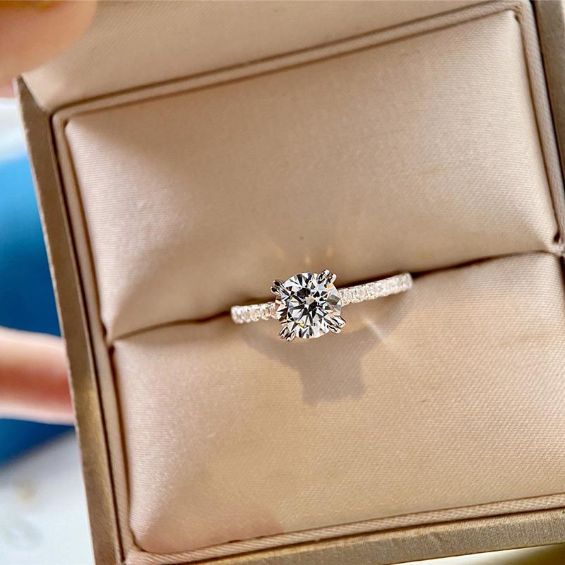 Bague Cubique Zircon Créative Plaqué Argent Taille 6-10 - Femme, Mariage