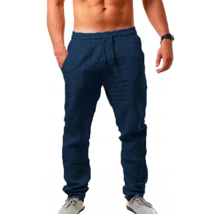 European & American Men's 9-Color Summer Hip-Hop Breathable Linen Loose Fit Plus Size Casual Sports Pants.