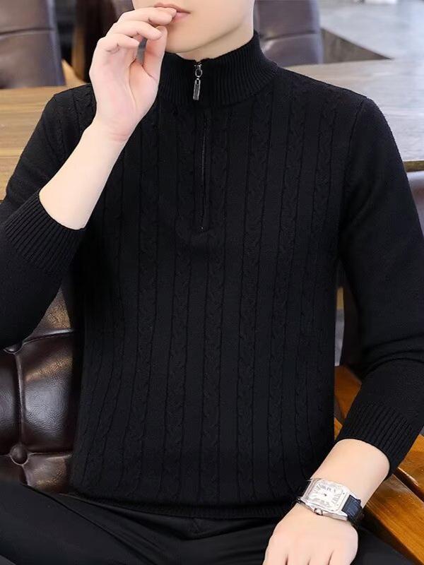 Men's 2025 Cable Knit Half-Zip Sweater - Casual Versatile Stand Collar Knitwear