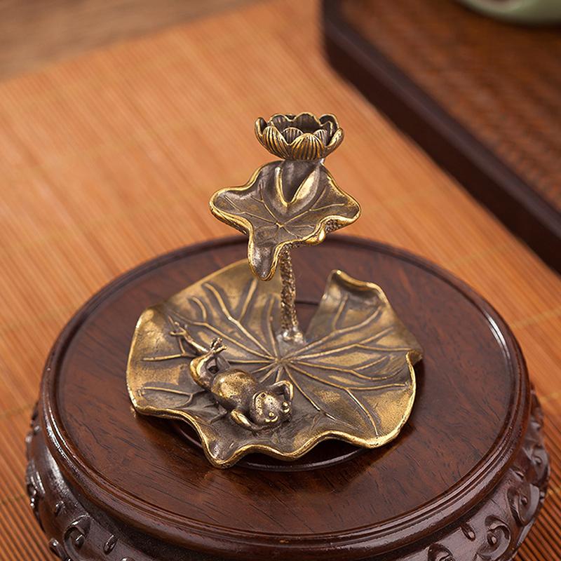 Solid Brass Lotus Frog Carp Backflow Incense Burner Censer Holder Ornaments Sandalwood Burner Reflux Incense Stick Holder