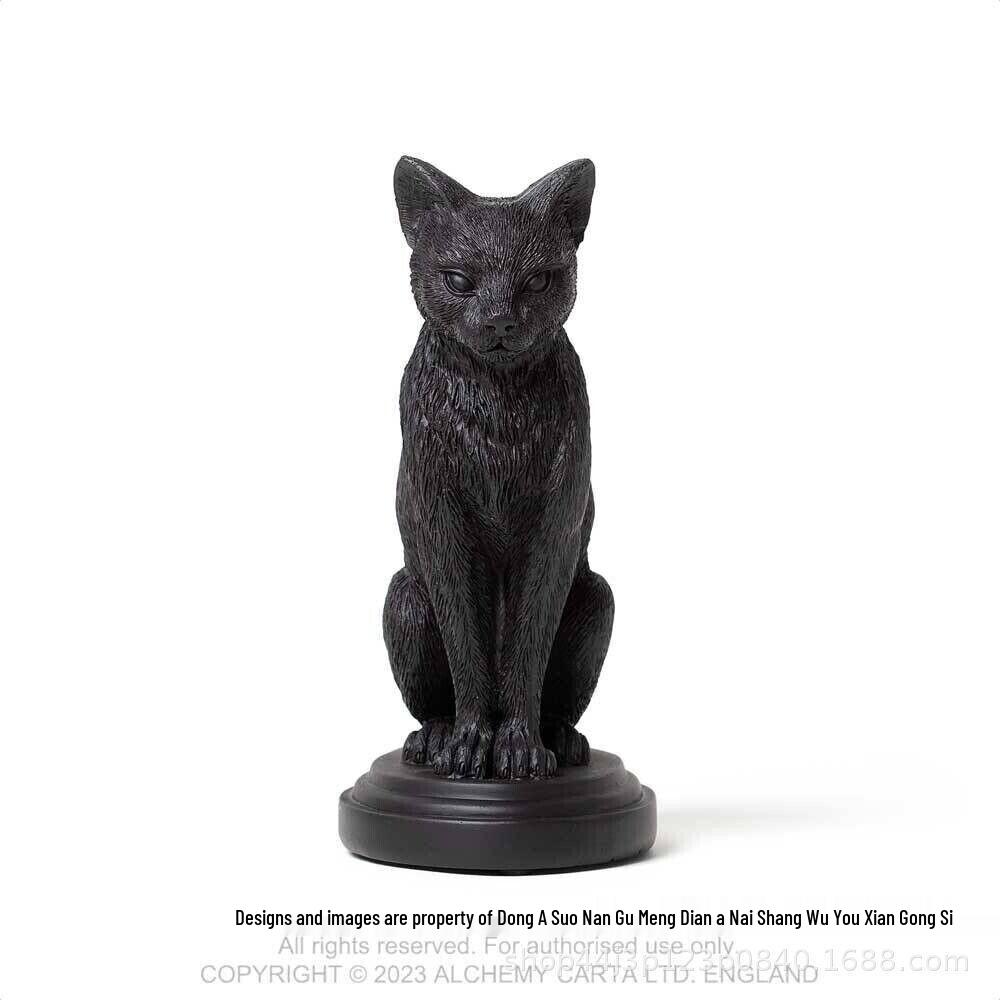 Gothic Halloween Cat Candlestick Resin Ornament
