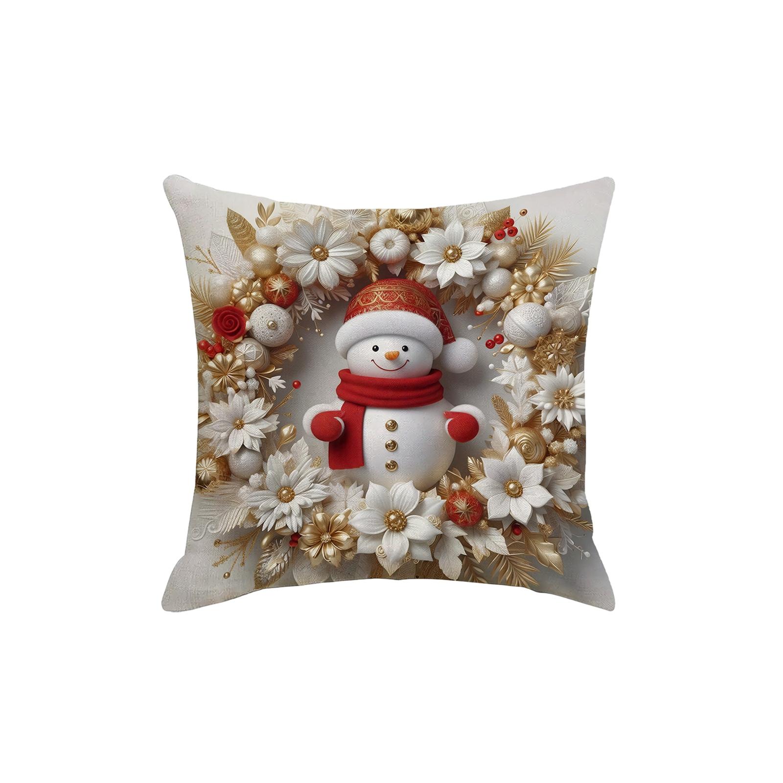 

Unique Christmas Snowman Throw Pillow Covers ,Soft Comfy Xmas Floral Flower Pillow Cases Kit, Holiday Velvet Decorative For Couch Sofa Living Room One Size
